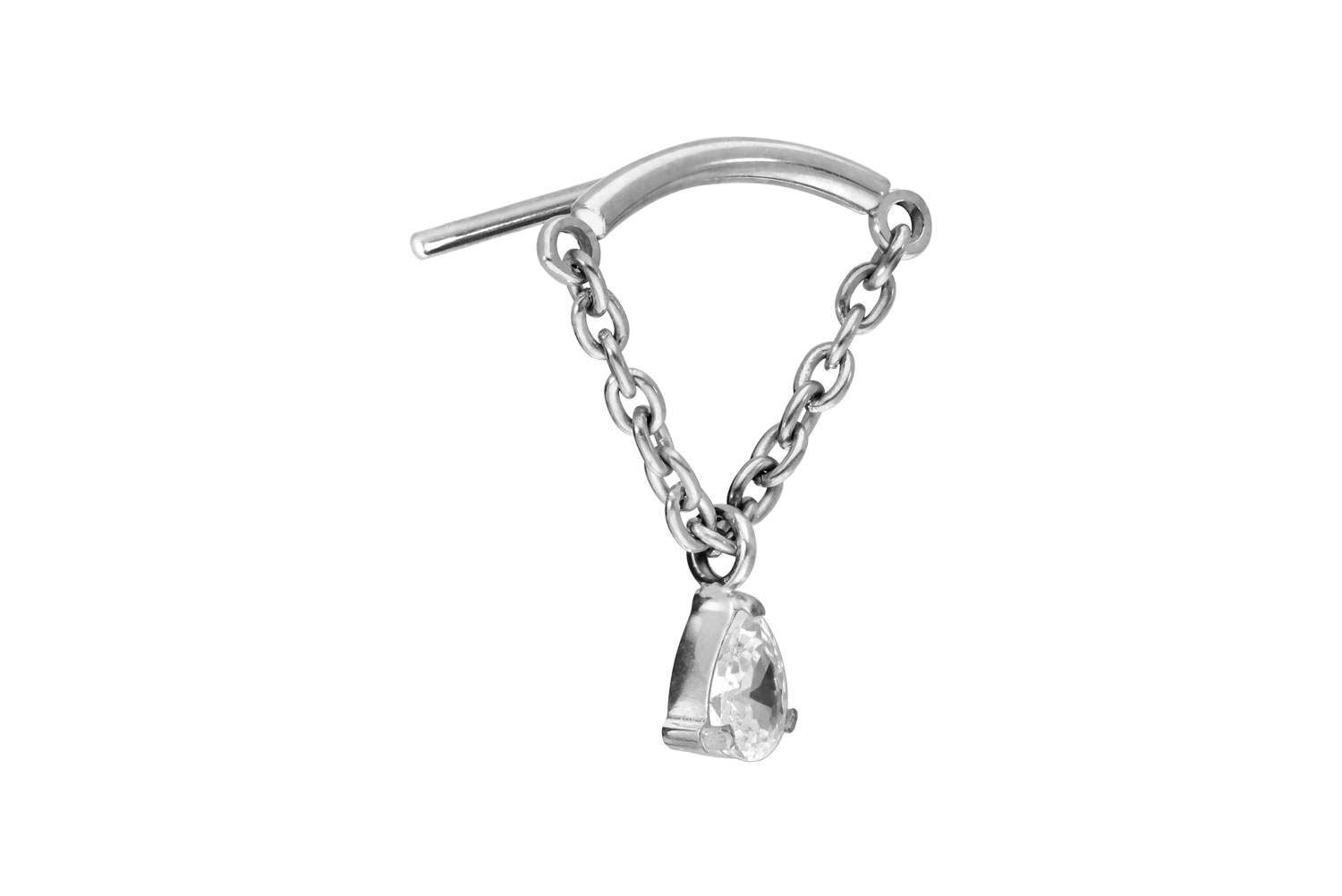 Titan Aufsatz mit Push Pin BOGEN + KETTE + KRISTALLTROPFEN von Piercingline
